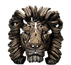Edge Sculpture Lion Bust 16.9" High Majestic Mane Stone Resin Freestanding Brown