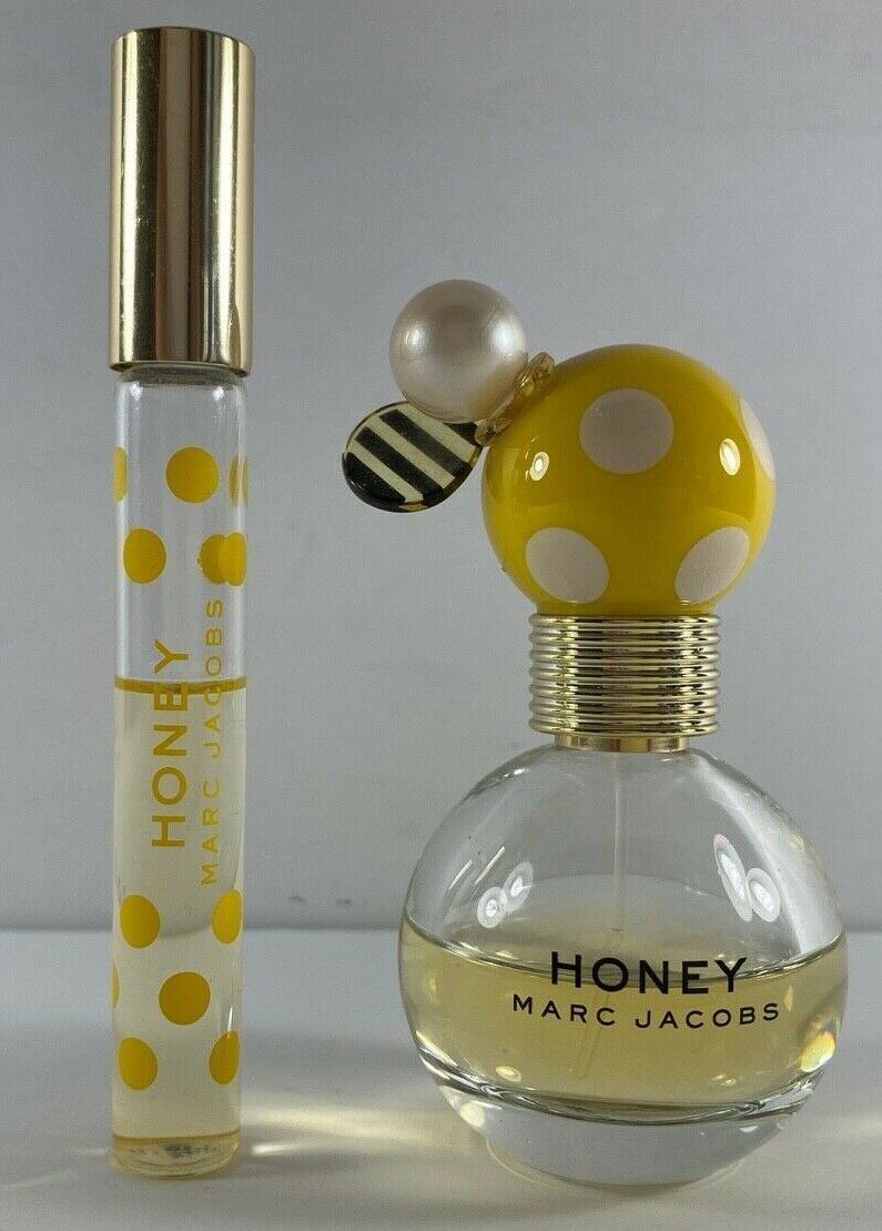 Lot 2 HONEY Marc Jacobs Perfume DISCONTINUED Parfum Spray Rollerball 1/2  full
