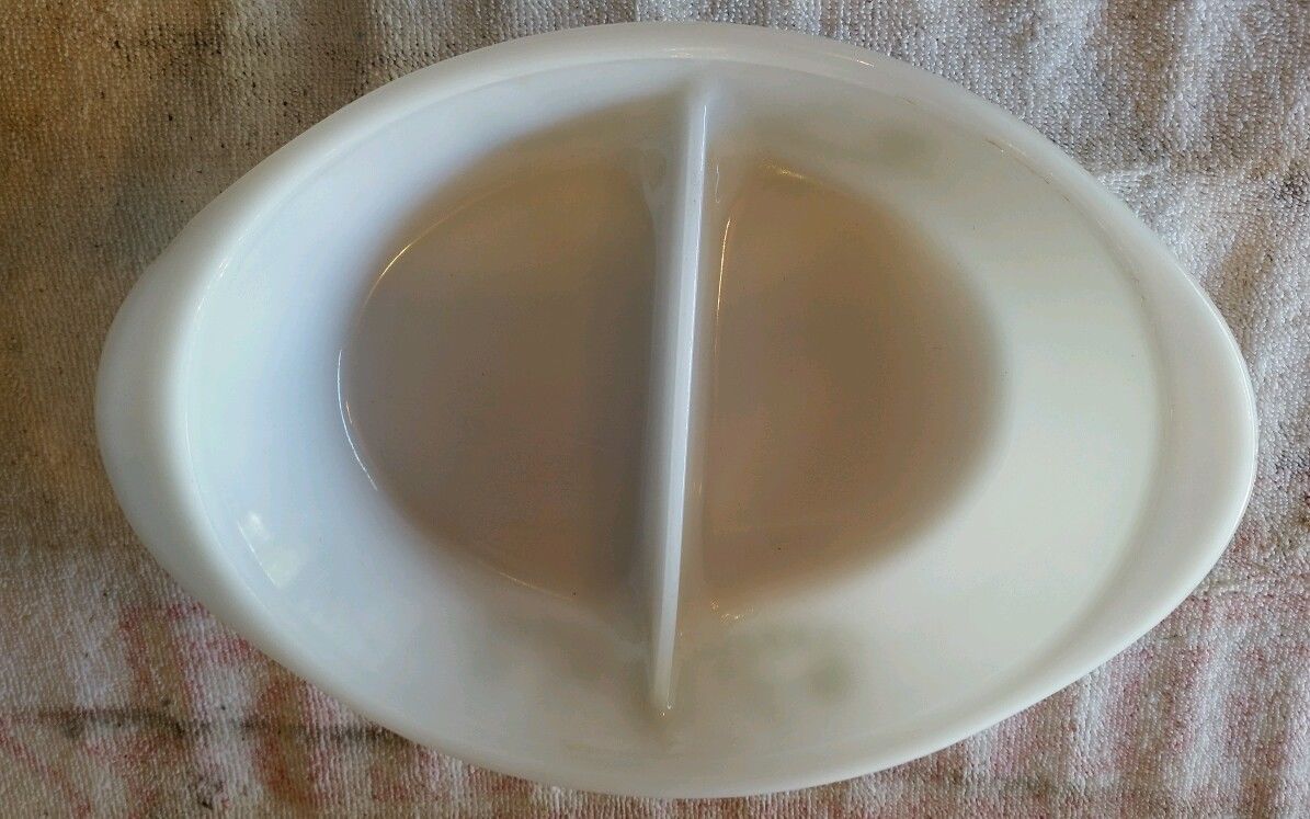 Vintage Glasbake 1 Qt. Milk Glass Casserole Dish with Glass Clear Lid