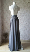 GRAY Chiffon Maxi Skirt Gray Bridesmaid Chiffon Skirt Wedding Party Plus Size image 5
