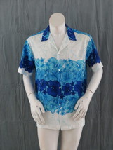 Vintage Hawaiian Shirt - Blue Multi-Flower Ring Pattern by Shoreline -Me... - $65.00