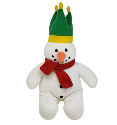 VINTAGE EDEN TALBOTS KIDS SNOWMAN GREEN HAT CHRISTMAS STUFFED ANIMAL ...