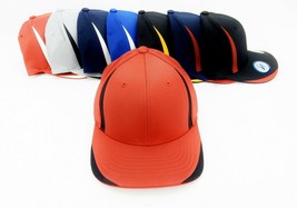 6 Panel Baseball Cap, Solid Colors With Accent Strips, S/M or L/X, FlexFit #6599 - $8.95