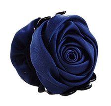 A Beautiful Rose Flower Hair Clips Headwear Ponytail Clip, Navy Blue