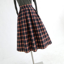 RED PLAID Women Midi Skirt Autumn Classic Plus Size Flannel Long Plaid Skirts image 15