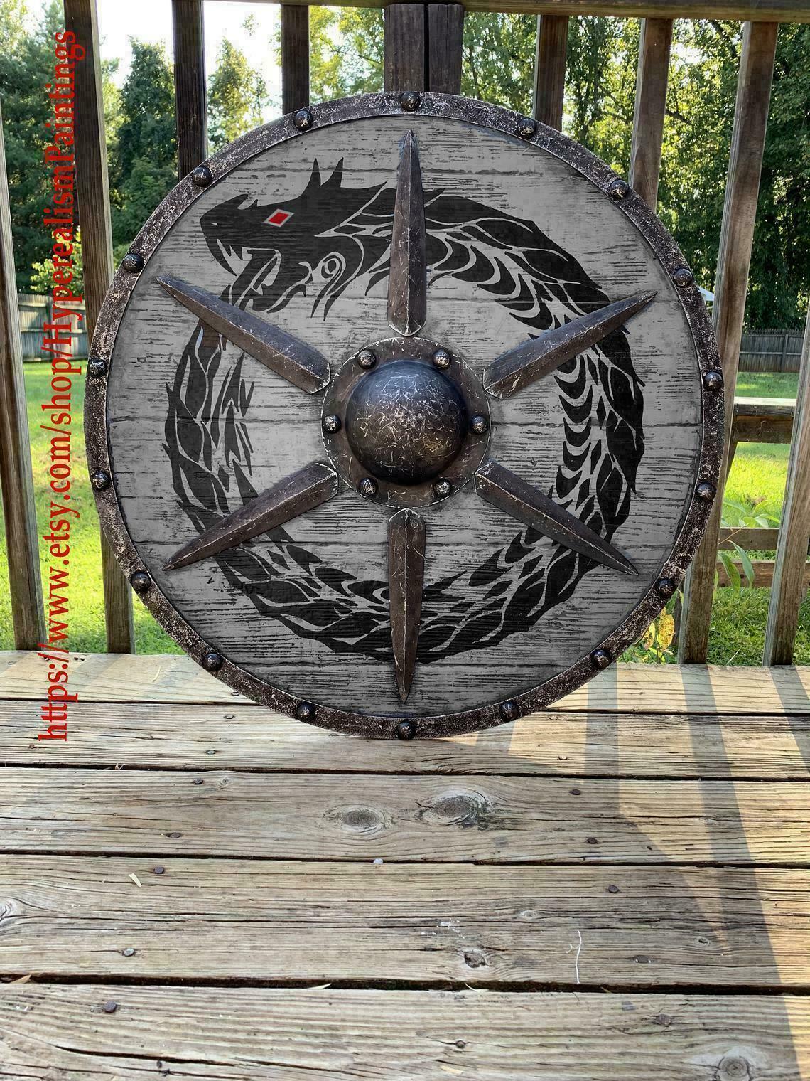 Navidad Medieval Gris Ouroboros Battleward Viking Escudo 61cm - Armor ...