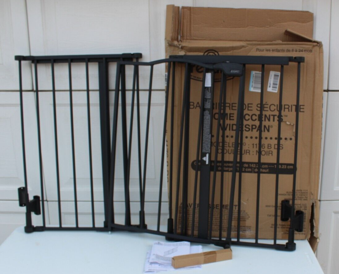 Regalo Deluxe Home Accents Widespan Baby Pet Gate Black Metal Security