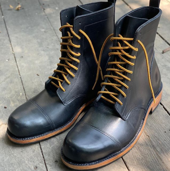 High Ankle Boots Black Men's Premium Quality Leather Plain Toe Laceup ...
