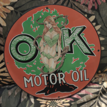 1930 Vintage Oak Motor Oil Frontier Manufacturing Porcelain Enamel SignAMERIC... - $148.45