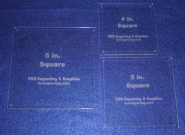 Laser Cut Quilt Templates- 3 Pc Square Set -4",5", 6"  Clear Acrylic 1/8" Guides - $27.80