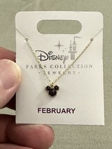 Disney Parks Minnie Mouse Faux  Amethyst February Birthstone Necklace Gold Color