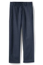 Lands End Uniform Boys 20 Slim, 31" Inseam Cotton Plain Front Chino Pant, Navy - $17.99