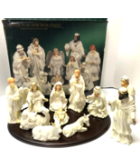 Home for the Holidays 12 Piece Porcelain Nativity Set with Wood Base, Ch... - $59.40