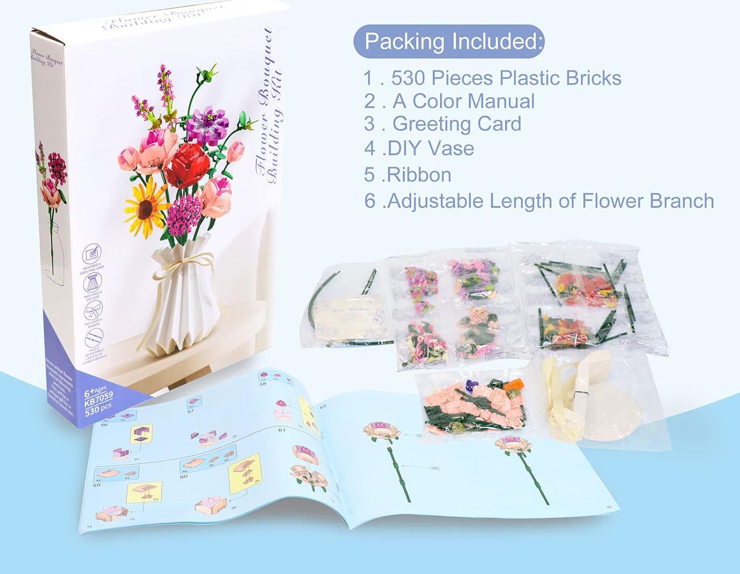  LUOGFYNI Flowers Bouquet Building Kit, Artificial