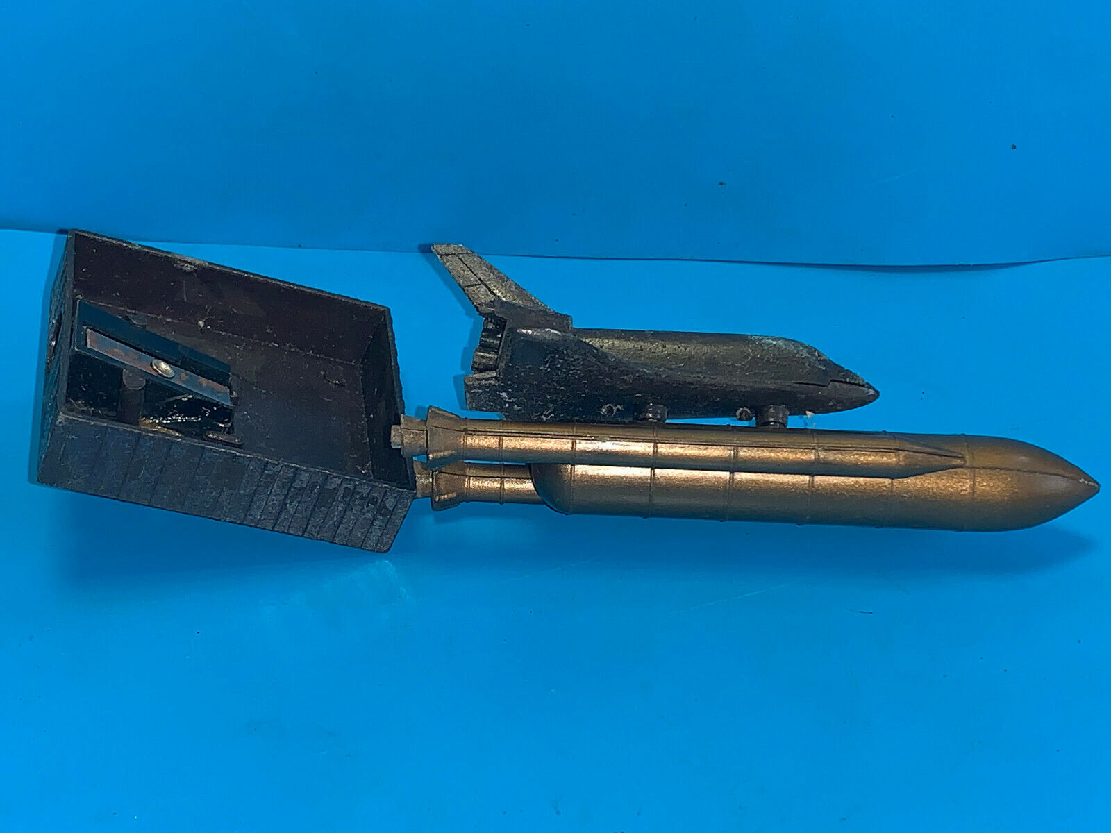 Vtg Plastic And Metal Space Shuttle On Base Pencil Sharpener Made In