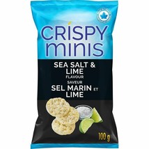 6 Bags Of Quaker Crispy Minis Sea Salt &amp; Lime Rice Chips 100g Each-Free ... - $34.83