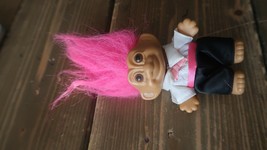 Russ Berry Troll Doll 4.5&quot; - GROOM WEARING BLACK TUXEDO - Hot Pink Hair - $4.45