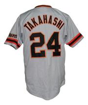 Yoshinobu Takahashi #24 Giants Tokyo Button Down Baseball Jersey Grey Any Size image 2