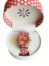 New Box Isaac Mizrahi Live! BOYSENBERRY Polka Dot Watch Red Stainless Steel image 2