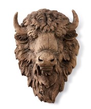 Bison Head Wall Plaque Brown Resin 15.2" High Wall Lifelike Textured Features