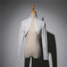 Long Sleeve Wedding Lace Cover Ups Retro Style Lace Bridal Boleros, white, plus