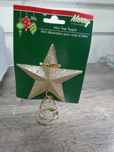 Mini Christmas Tree Topper Glittery Gold, 5"-BRAND NEW-SHIP Same Business Day - $14.21