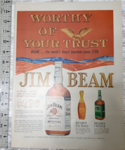 1959 Jim Beam Vintage Print Ad Kentucky Straight Bourbon Whiskey 1795 - $10.30