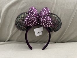 Disney Parks Purple Bow and Black Sparkle Ears Minnie Mouse Headband NEW image 1