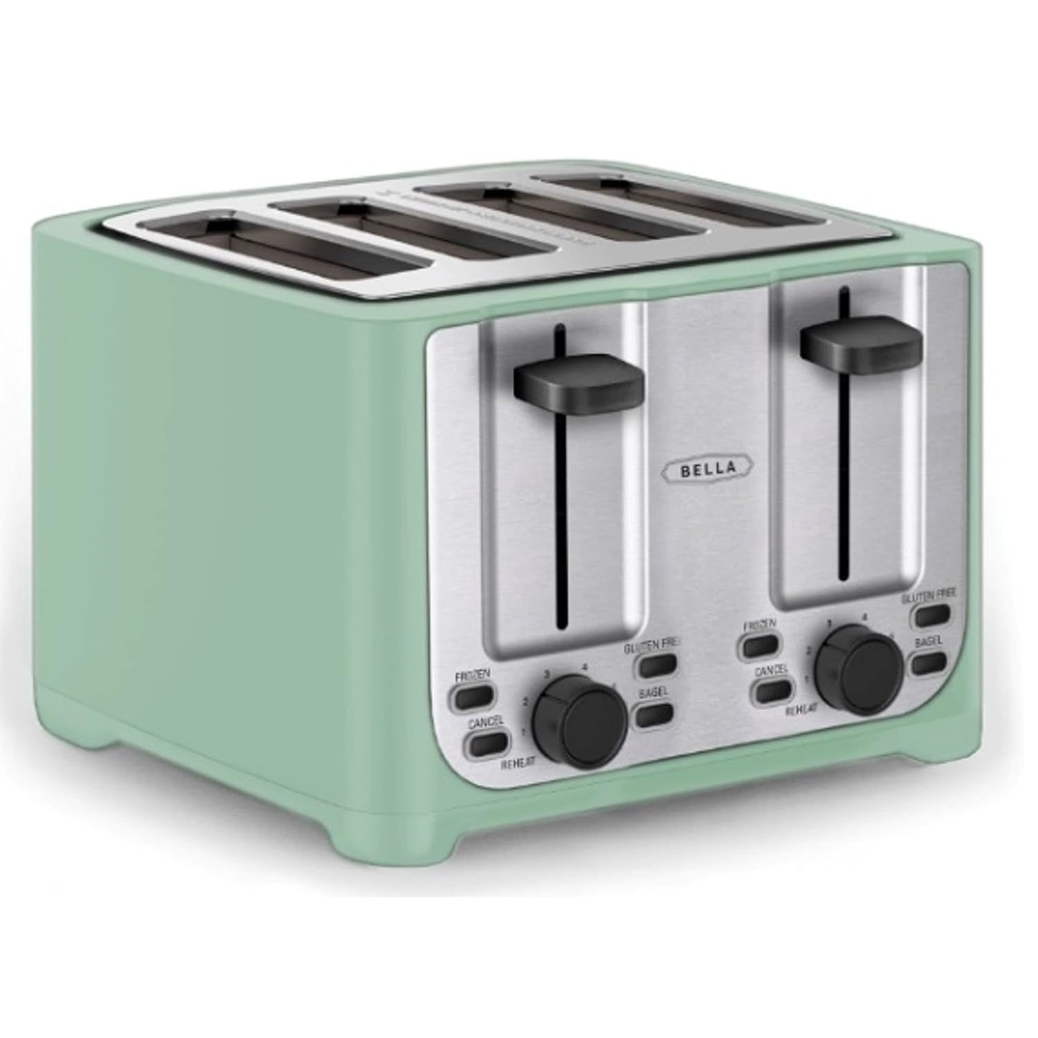 BELLA 2 Slice Toaster with Auto Shut Off - Extra Wide Slots &  Removable Crumb Tray and Cancel, Defrost & Reheat Function - Toast Bread,  Bagel & Waffle, Sage: Home & Kitchen