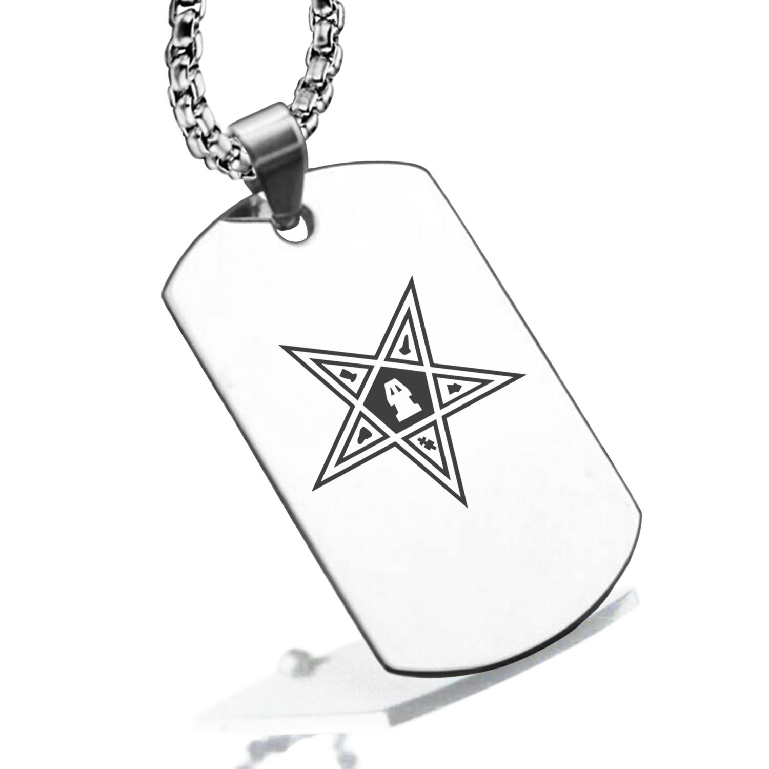 Stainless Steel Masonic Blazing Eastern Star Symbol Dog Tag Pendant ...