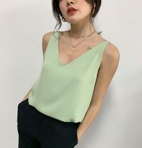 Sleeveless Pale Blue Chiffon Top V-Neck Chiffon Tank Top Bridesmaid Chiffon Top image 8