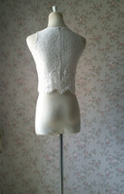 White Sleeveless Lace Tank Tops Bridesmaid Lace Top Crop Top Plus Size Lace Top image 7