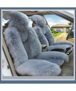 Fluffy Smoke Gray Luxury Australian Lambskin Woolen Fur Seat Cover Prote... - $245.66