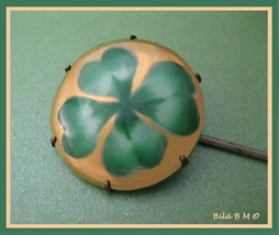 Irish SHAMROCK Vintage Handpainted HATPIN - Ceramic Head - 8 1/4 inches ... - $55.00