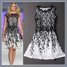 Black or White Lace Embroidery Contrast Bodice Over Chiffon Evening Dress image 1