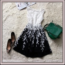 Black or White Lace Embroidery Contrast Bodice Over Chiffon Evening Dress image 3