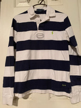 Vintage Ralph Lauren Size M Youth Striped Jersey Long Sleeve Polo - $11.99