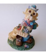 Hound Dog Statue Figurine Basket Hat Puppy Base Painted Resin Animal Pet... - $35.00