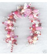 Loaded Fringe Charm Bracelet Pinks Reds Whites Crystal - $51.99
