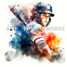 Sports edition, watercolor painting, baseball player, kids room art #2 o... - $1.99