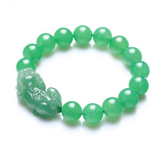12mm natural  green Aventurine jade good luck beaded prayer yoga charm bracelet - $29.69