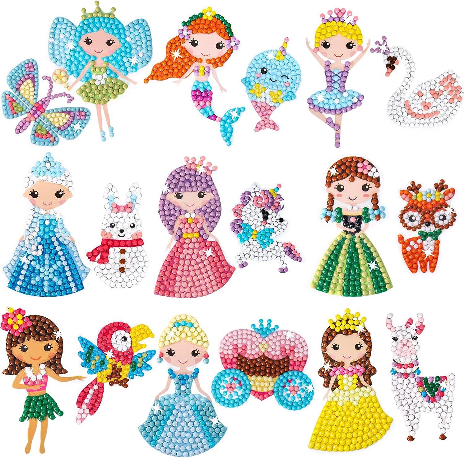 4 Pack Diamond Painting Kits for Kids, 5D Princess Gem Art for Kids Ages  8-12, Princess Diamond Dots Kits for Kids Art Crafts Ages 8-12 for Birthday