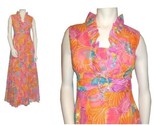 Vintage Floral Chiffon Gown, A-line, Ruffles, Fabulous 1970s Prom Party Evening  - $246.49