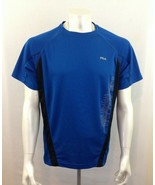 Fila Men&#39;s Blue Black Short Sleeve Polyester Crew Neck Athletic Shirt Si... - $7.12