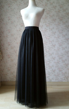 BLACK Long Maxi Tulle Skirt High Waisted Black Tulle Skirt Plus Size Black Skirt image 12