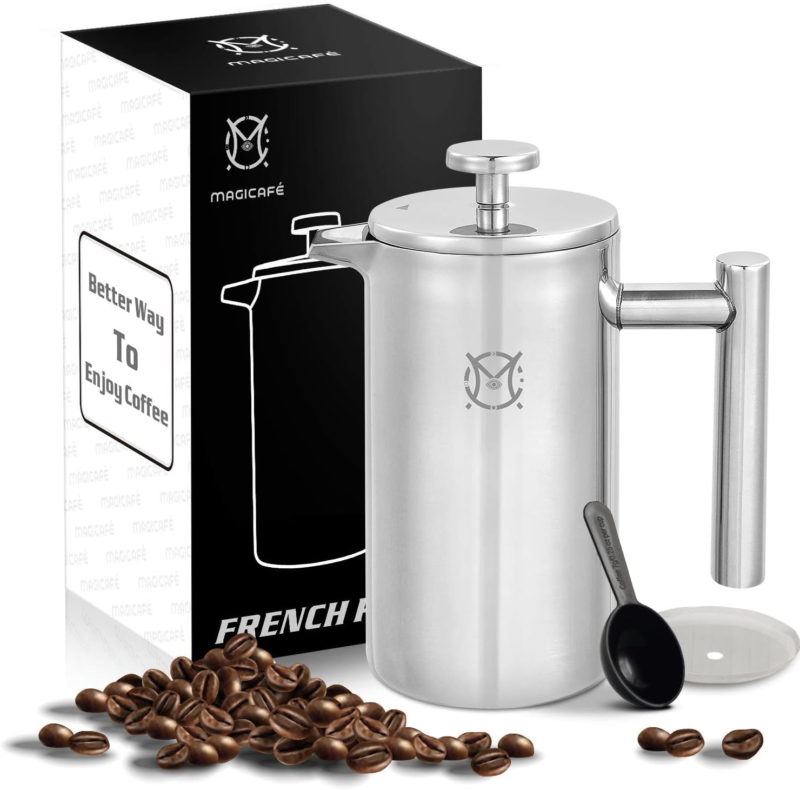 UPPHETTA French press coffee maker, glass, stainless steel, Height