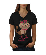 Frida Kahlo Cat Shirt Funny Women V-Neck T-shirt - $12.99
