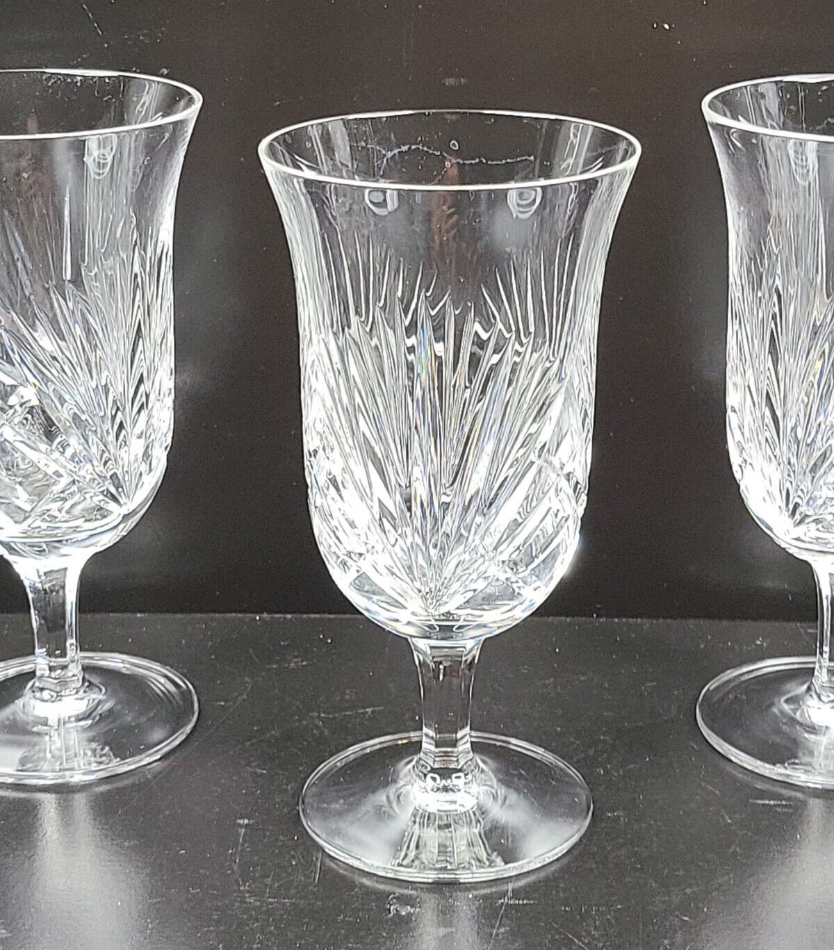 Vintage Smoked Glassware Gorham Crystal Glass Water Goblets 