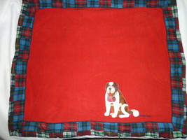Baby Gap St Bernard Dog Red Fleece Patchwork Plaid Flannel Blanket NEW - $68.80