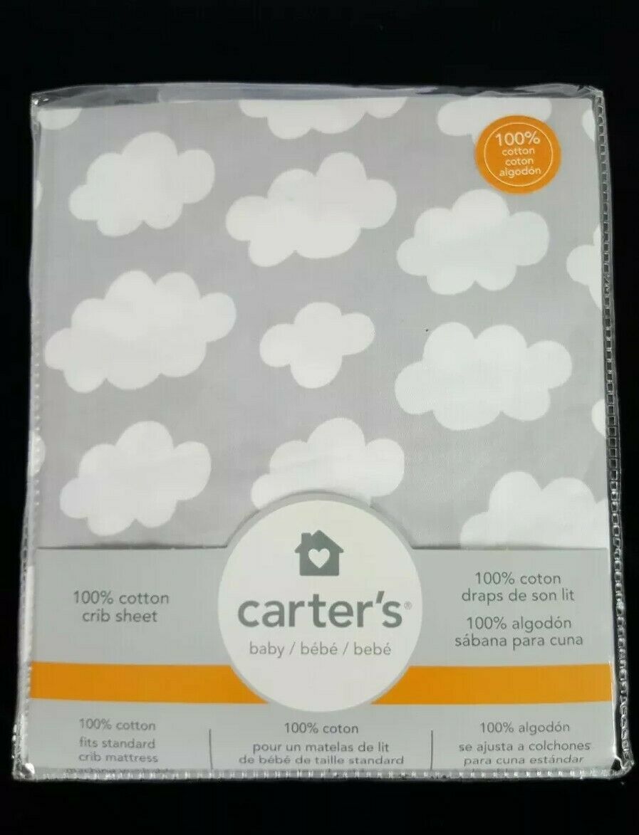 Primary image for Carters 100% Cotton Fitted Crib Sheet Grey Cloud